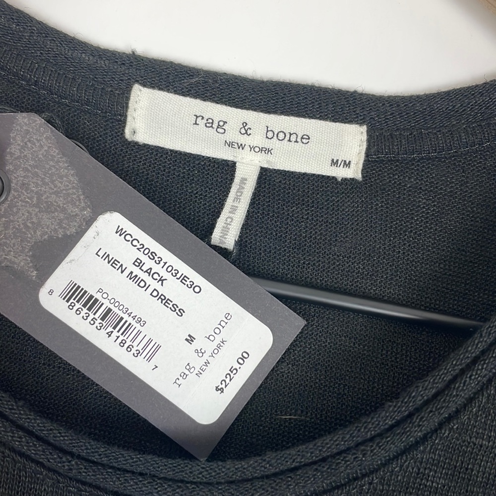 NWT! Rag & Bone Black Linen Midi Dress - Picture 9 of 14